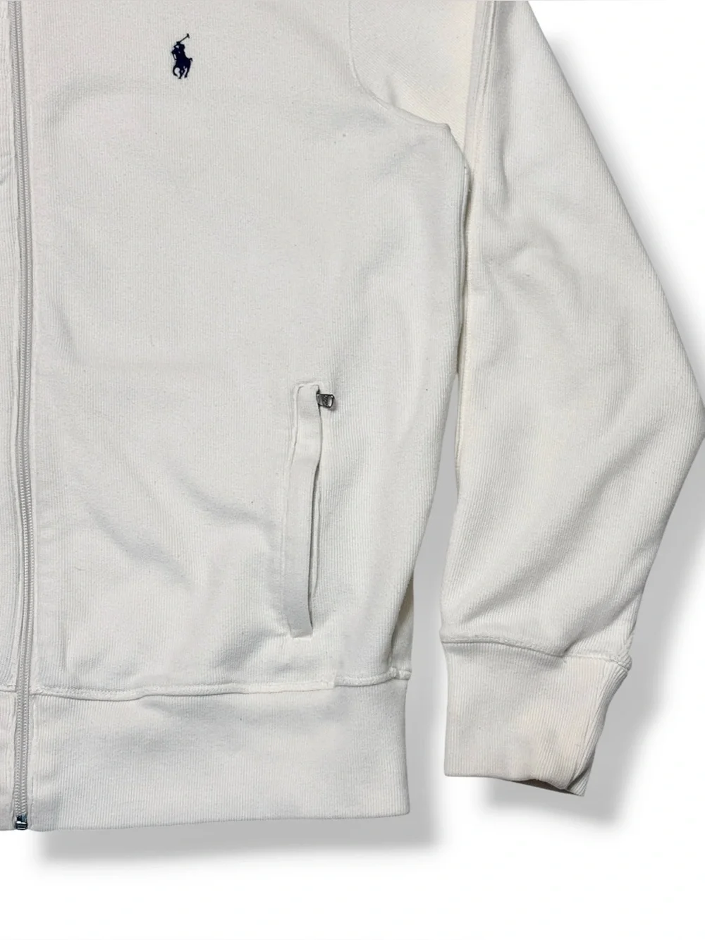 POLO RALPH LAUREN Cream Full Zip Performance Track Jacket Size Medium